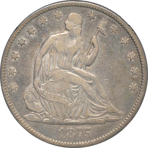 1821 Bust half-dollar XF-40 CAC, 1875-CC Seated Liberty half-dollar AU-55, and an 1876 Seated Liberty half-dollar VF-20, all NGC