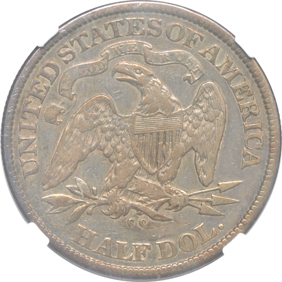 1821 Bust half-dollar XF-40 CAC, 1875-CC Seated Liberty half-dollar AU-55, and an 1876 Seated Liberty half-dollar VF-20, all NGC