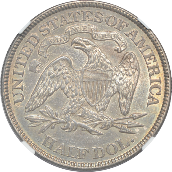 1821 Bust half-dollar XF-40 CAC, 1875-CC Seated Liberty half-dollar AU-55, and an 1876 Seated Liberty half-dollar VF-20, all NGC