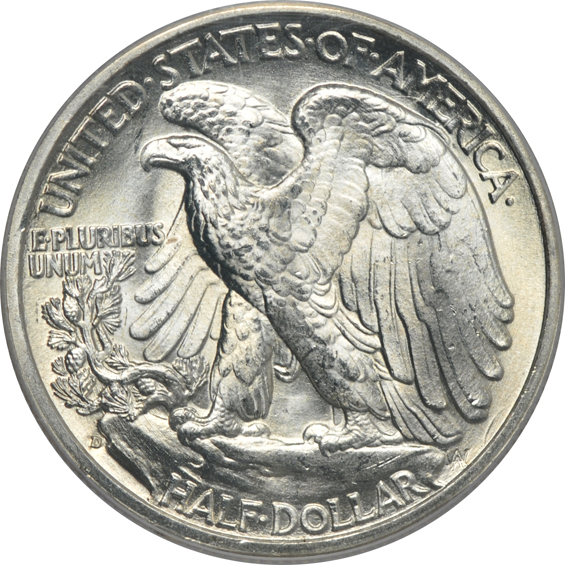 Four certified UNC Walking Liberty half-dollars