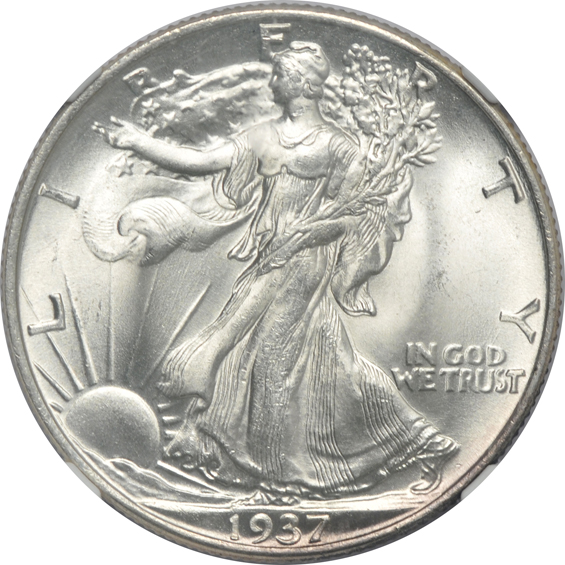 Four certified UNC Walking Liberty half-dollars
