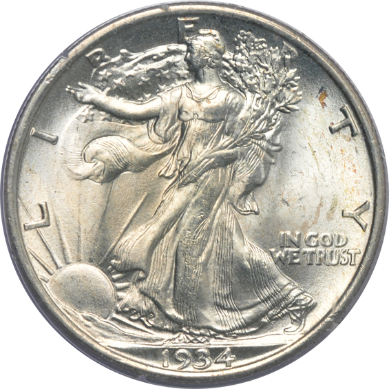 Four certified UNC Walking Liberty half-dollars