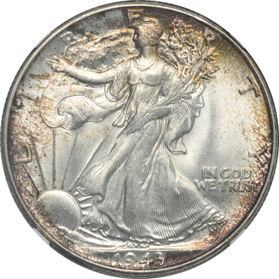 Four certified UNC Walking Liberty half-dollars