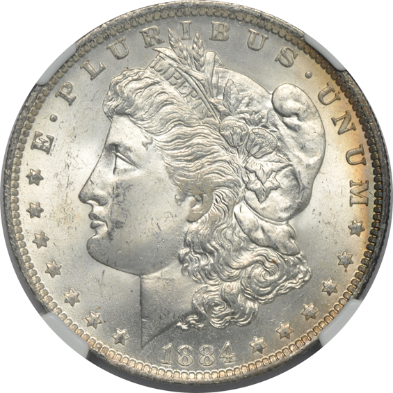Six different Morgan silver dollars, all NGC MS-64 CAC