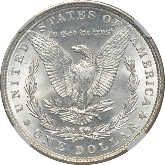 Four different GEM Morgan silver dollars, all NGC CAC