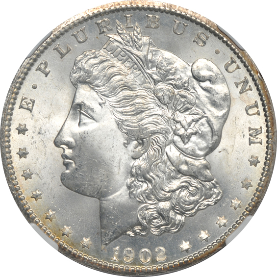 Four different GEM Morgan silver dollars, all NGC CAC