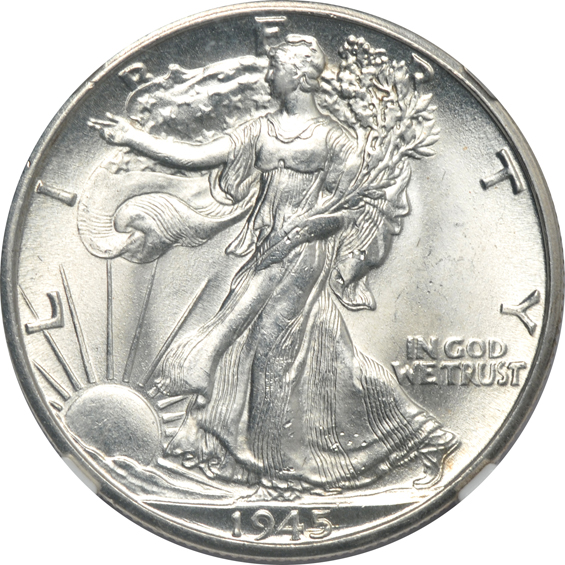 Four NGC MS-65 CAC Walking Liberty half-dollars