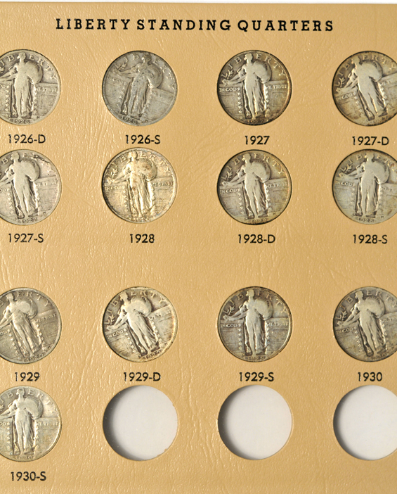 Nearly complete collection of Standing Liberty quarters in a Dansco 7132 album