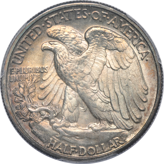 Five different Walking Liberty half-dollars certified MS-64