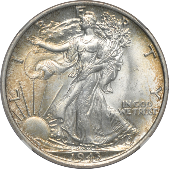 Five different Walking Liberty half-dollars certified MS-64
