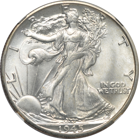 Five different Walking Liberty half-dollars certified MS-64