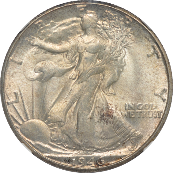 Five different Walking Liberty half-dollars certified MS-64