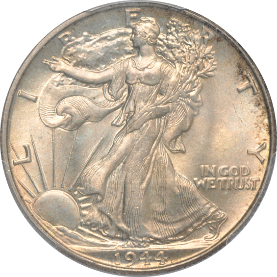 Four different Walking Liberty half-dollars certified MS-65