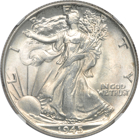 Four different Walking Liberty half-dollars certified MS-65