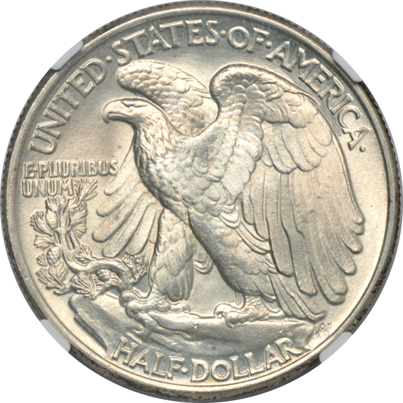 Four different Walking Liberty half-dollars certified MS-65