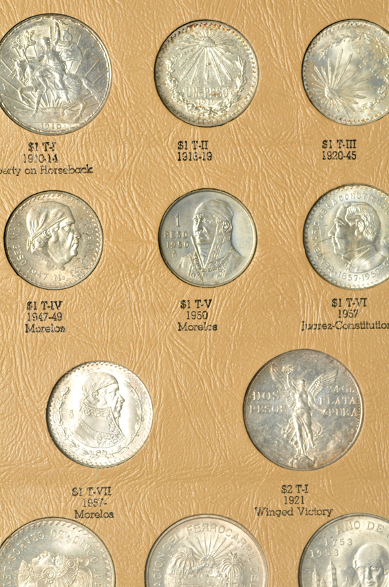 Mexico - Sixty different type coins minted in Mexico in the 20th century, housed in a Danso album
