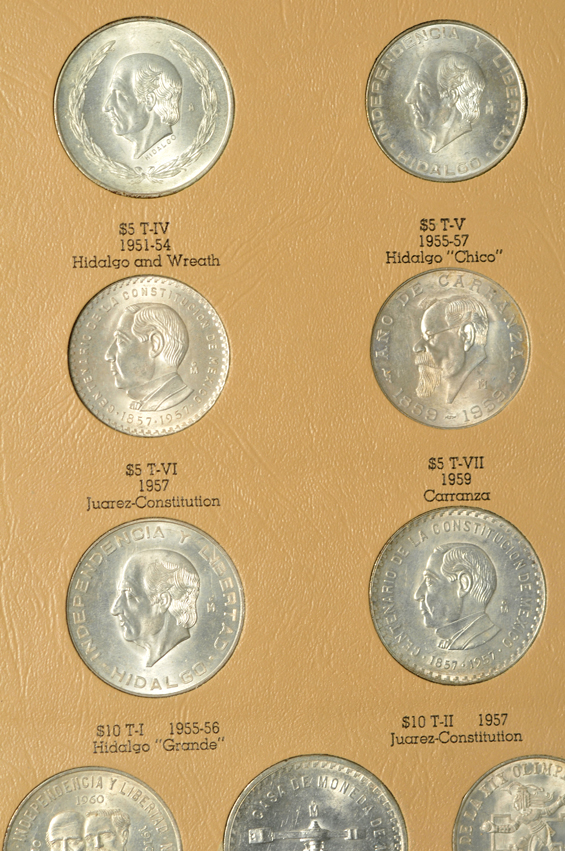 Mexico - Sixty different type coins minted in Mexico in the 20th century, housed in a Danso album