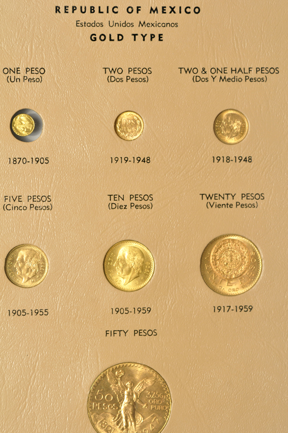 Mexico - Sixty different type coins minted in Mexico in the 20th century, housed in a Danso album