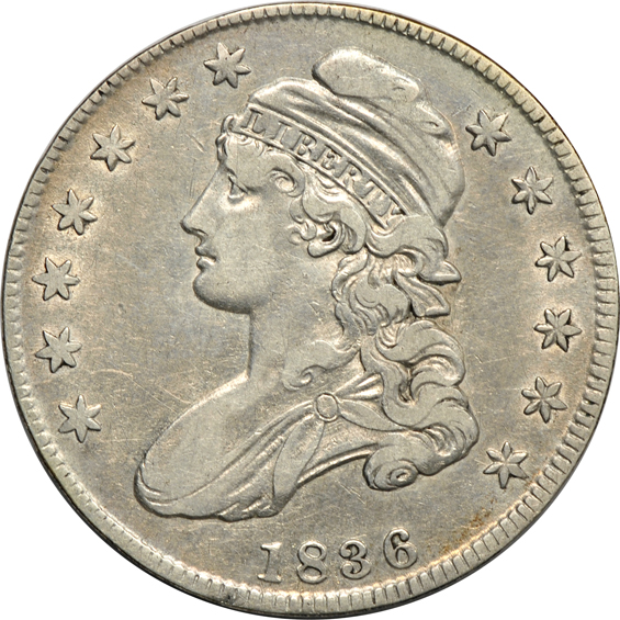 1806 Flowing Hair half-dollar, plus twenty-six Bust half-dollars