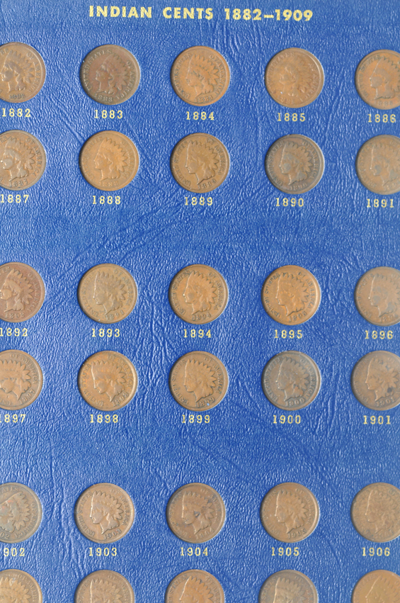 Nearly complete collection of Flying Eagle and Indian Head cents in a Whitman 9402 album