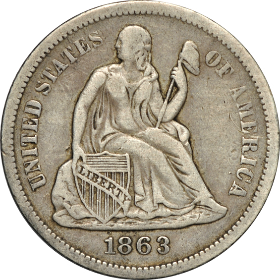 Five Bust dimes and thirty-one Seated dimes