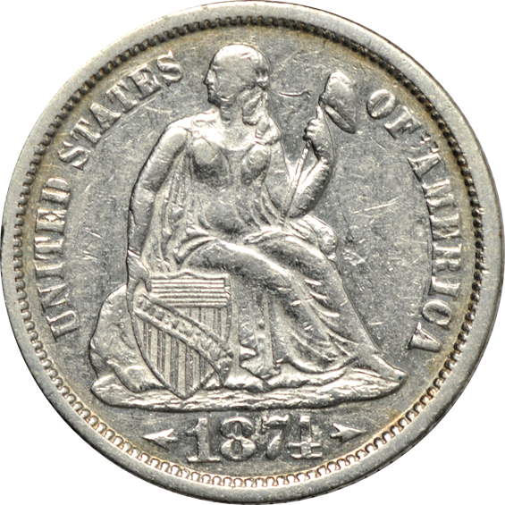 Five Bust dimes and thirty-one Seated dimes