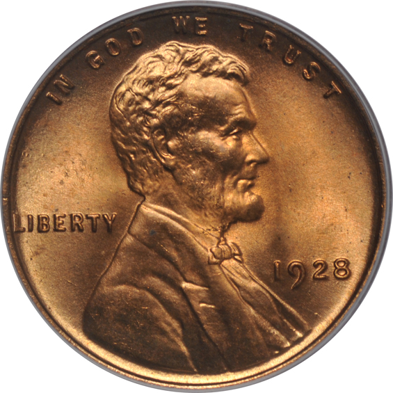 Four Uncirculated Lincoln cents certified by PCGS