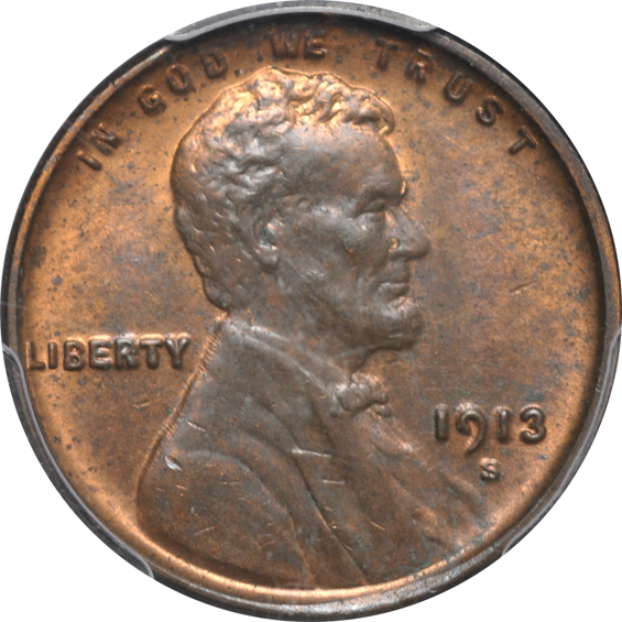 Seven Uncirculated Lincoln cents certified by PCGS