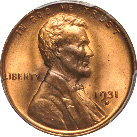 Seven Uncirculated Lincoln cents certified by PCGS