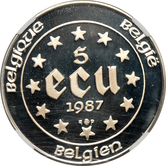 Belgium - Treaty of Rome Anniversary silver 5 ecu and gold 50 ecu, both NGC PR-69 Ultra Cameo
