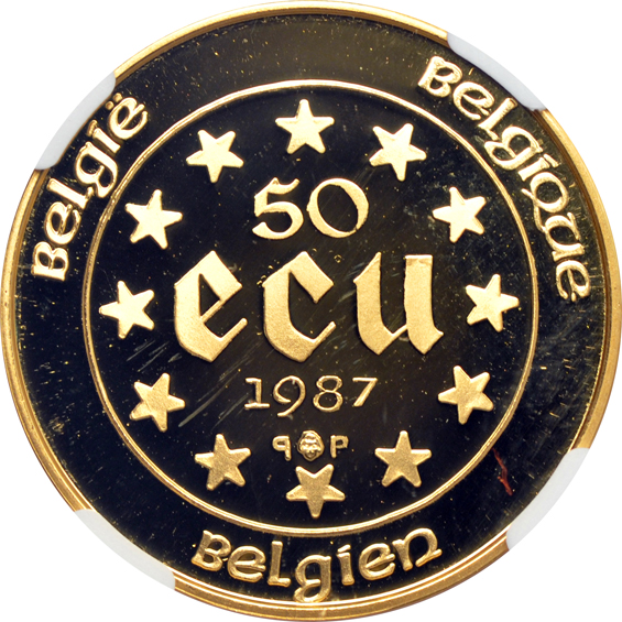 Belgium - Treaty of Rome Anniversary silver 5 ecu and gold 50 ecu, both NGC PR-69 Ultra Cameo