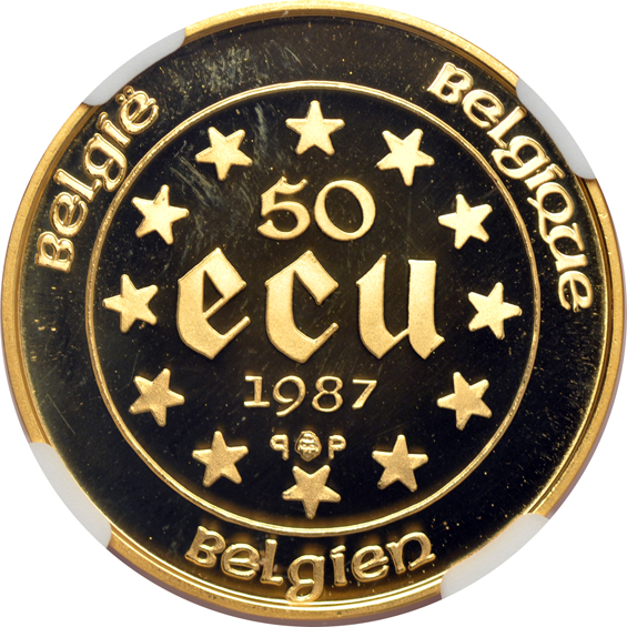 Belgium - Treaty of Rome Anniversary silver 5 ecu and gold 50 ecu, both NGC PR-69 Ultra Cameo