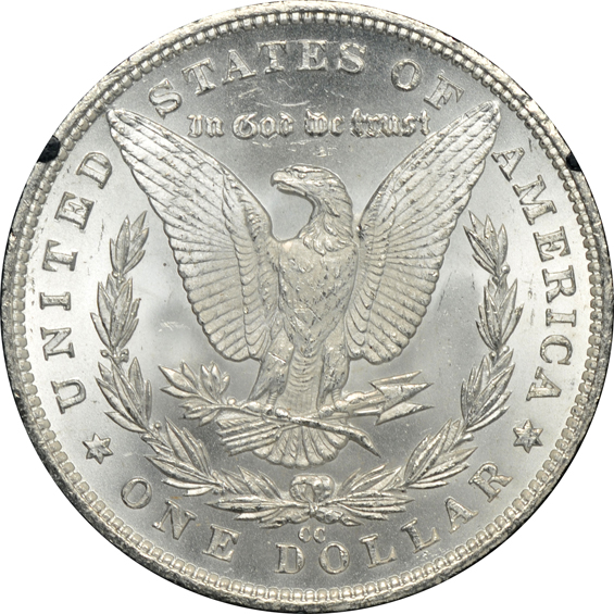 1885-CC GSA MS-64, plus three additional GSA Morgan silver dollars certified by NGC