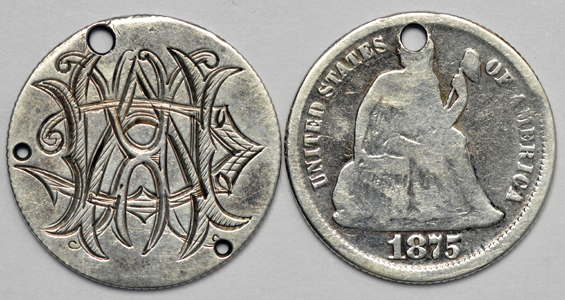 Four love tokens, plus an engraved medal