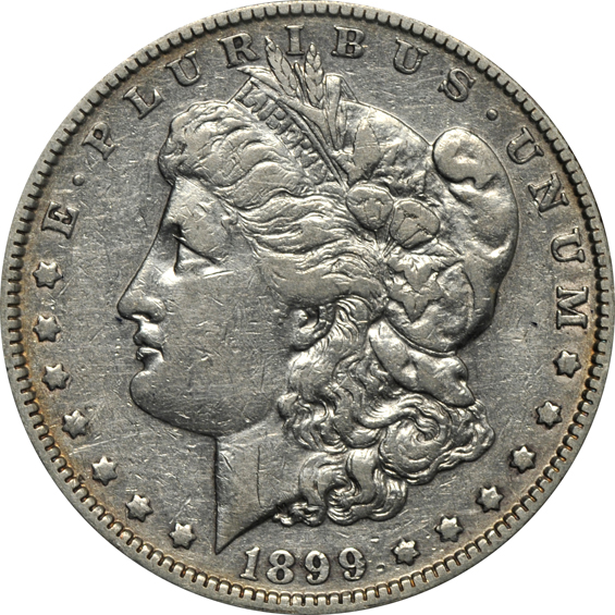 Collection of Morgan silver dollars, 1897 through 1921-S, in a Whitman 9429 album