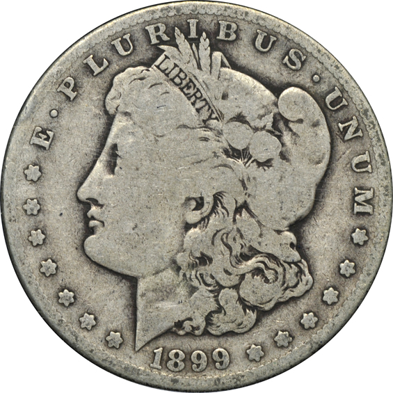 Collection of Morgan silver dollars, 1897 through 1921-S, in a Whitman 9429 album