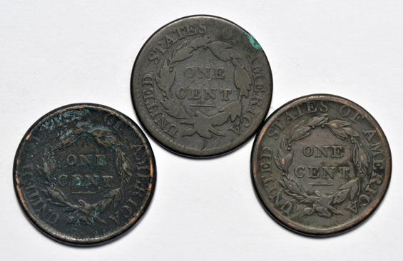 Group of nine large cents