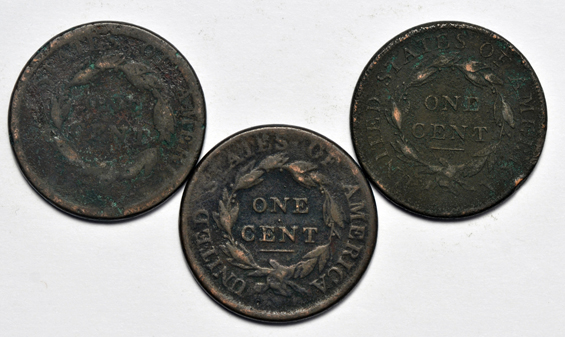 Group of nine large cents