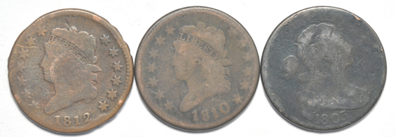 Group of nine large cents
