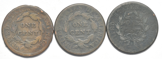 Group of nine large cents
