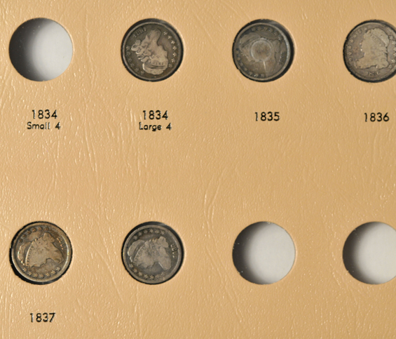 Twenty different Bust dimes in a Dansco 6121 album