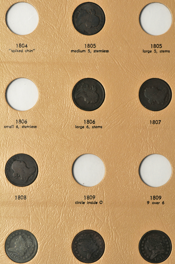 Twenty-six different half-cents in a Dansco 7098 album