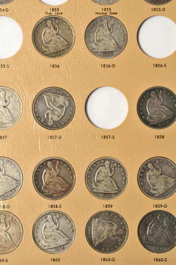 Eighty-four different Liberty Seated half-dollars