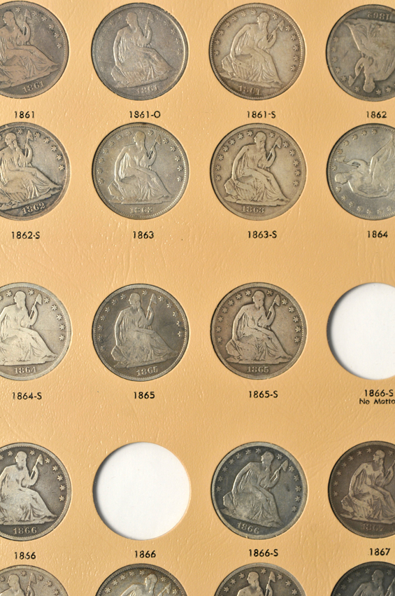 Eighty-four different Liberty Seated half-dollars