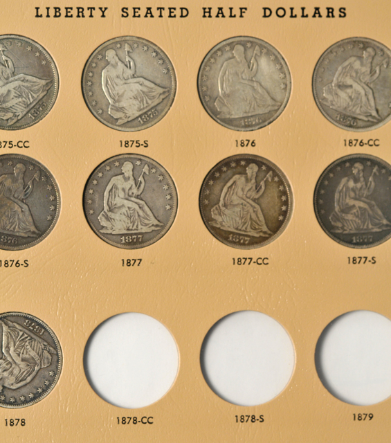 Eighty-four different Liberty Seated half-dollars