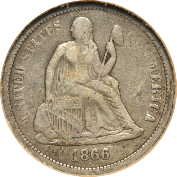 Collection of ninety-eight Liberty Seated dimes in a Dansco 6122 album