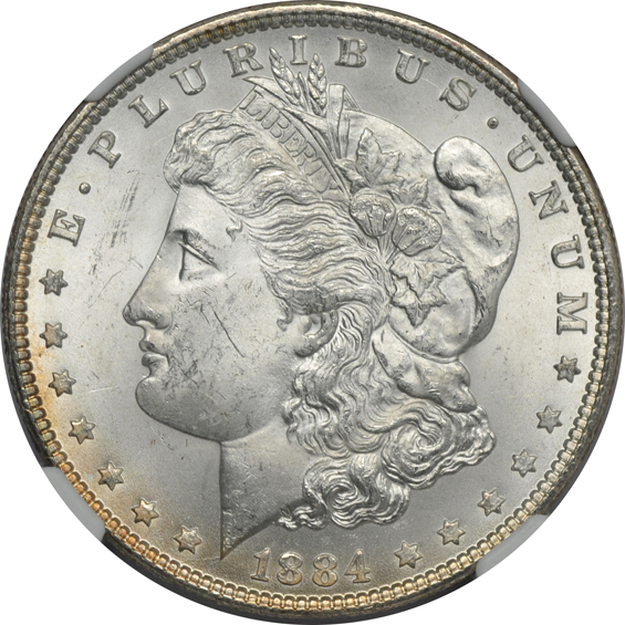 Seven Choice Morgan silver dollars, all NGC CAC