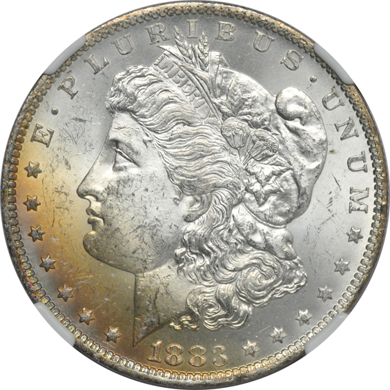 Seven Choice Morgan silver dollars, all NGC CAC