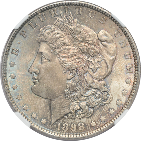 Seven Choice Morgan silver dollars, all NGC CAC