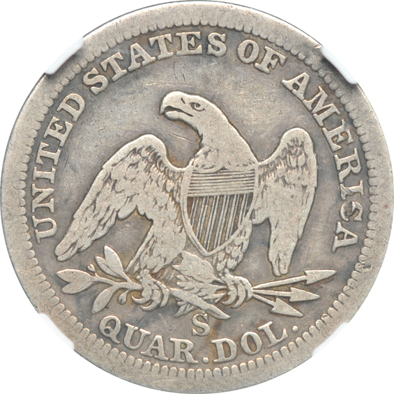 1858-S F-12, and an 1862-S VG-10, both NGC